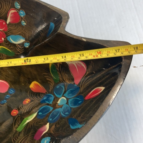 Vtg Batea folk art wood hand painted console bowl - Picture 13 of 15